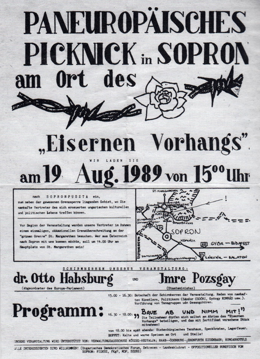 Flugzettel-Ankündigung des Paneuropäischen Picknicks