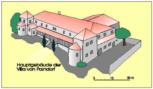 Grafische Rekonstruktion der Villa von Bruckneudorf-Parndorf