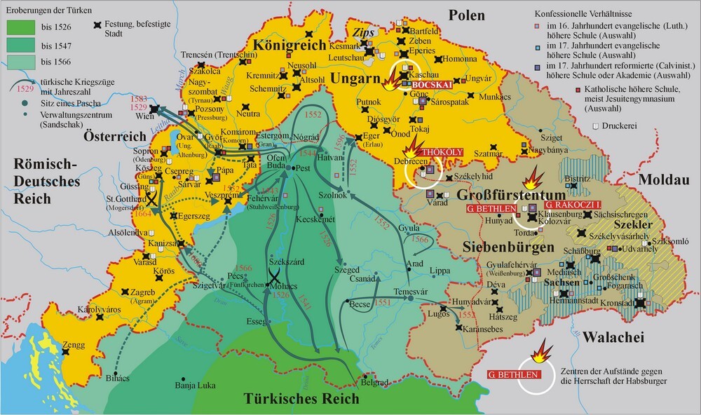Zu sehen ist der Vormarsch der osmanischen Truppen 